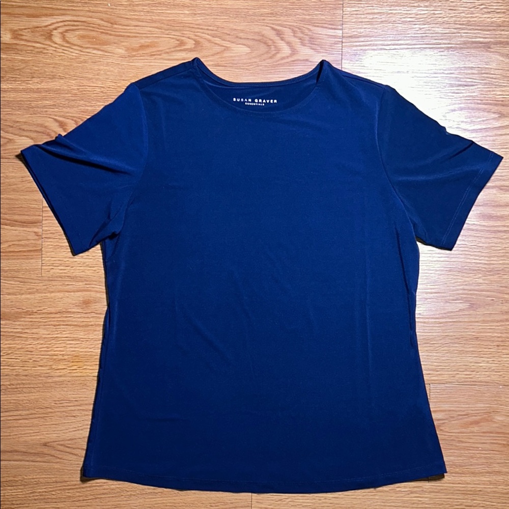 SUSAN GRAVER Essentials 'Butterknit
Short Sleeve T-Shirt' Navy